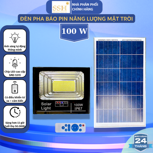 Đèn Pha Báo Pin 100W Ánh Sáng Trắng Sang Trọng LPV100