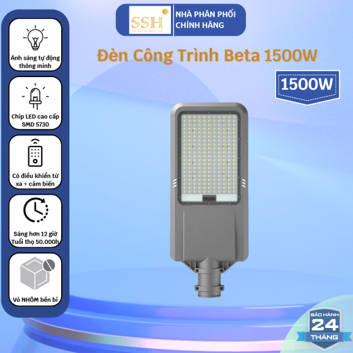 Đèn Công Trình 1500W Năng Lượng Mặt Trời dòng Beta cao cấp nhất CT1500SLB