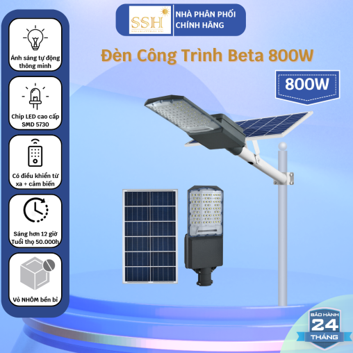Đèn Công Trình 800W Năng Lượng Mặt Trời dòng Beta thế hệ mới CT800ZL