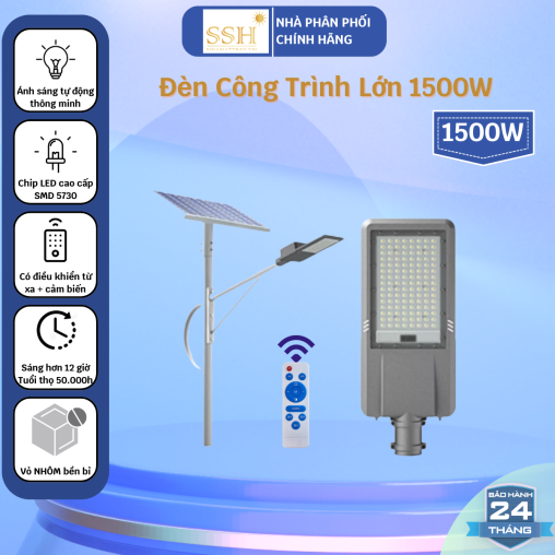 Đèn Công Trình Lớn 1500W  ánh sáng vàng năng lượng mặt trời CT1500SLV