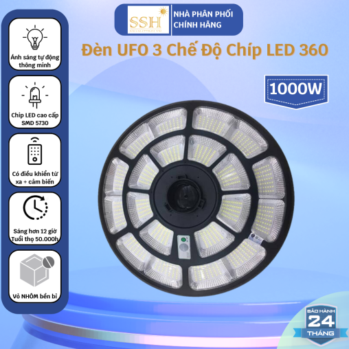Đèn UFO 1000W có ba chế độ màu chip LED cao cấp KCV1000 Chiếu Sáng 360 Độ 