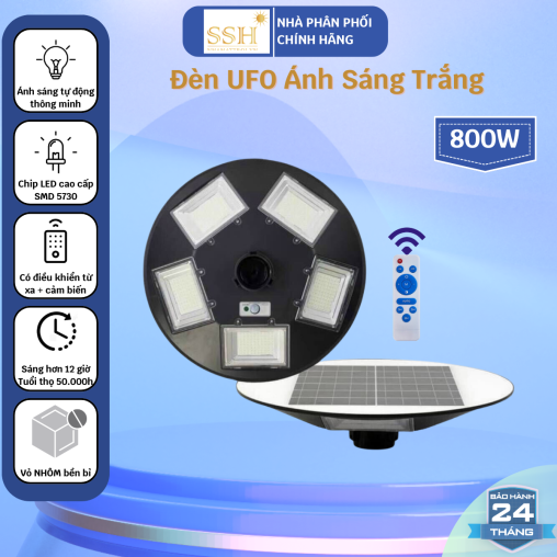 Đèn UFO - đĩa bay 20 khoang 800W ánh sáng trắng năng lượng mặt trời U800T5K4a
