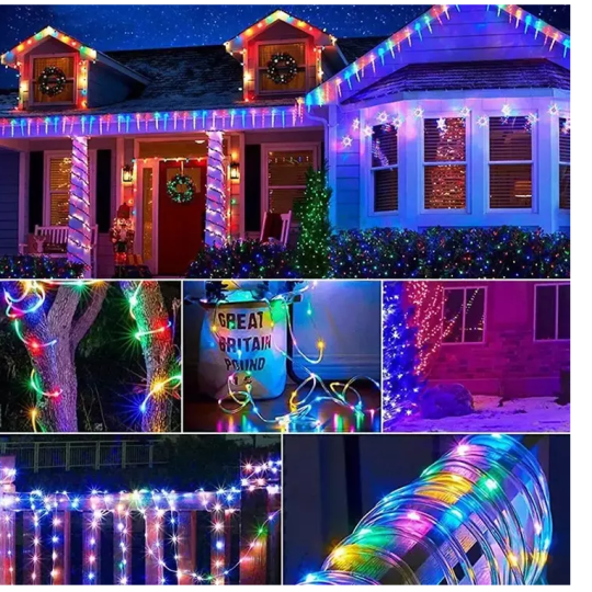 Đèn Led Dây Trang Trí 5m Năng Lượng Mặt Trời Sân Vườn - Đèn Led Nháy RGB 20 Chế Độ