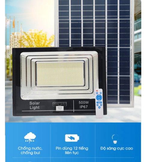 Đèn Năng Lượng Mặt Trời | Đèn Pha Báo Pin 500W ánh sáng trắng công suất cao LP500