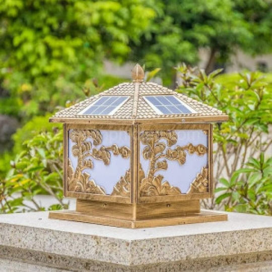  Đèn Trụ Cổng Hình Cây Tùng size 40cm năng lượng mặt trời TC40-CT