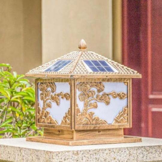  Đèn Trụ Cổng Hình Cây Tùng size 40cm năng lượng mặt trời TC40-CT