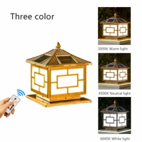Đèn Năng Lượng Mặt Trời | Đèn Trụ Cổng size 40 họa tiết ô vuông 3 chế độ màu TC40-V