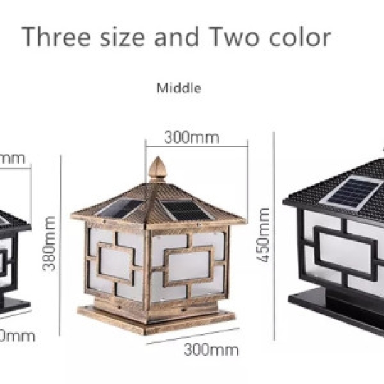 Đèn Năng Lượng Mặt Trời | Đèn Trụ Cổng size 40 họa tiết ô vuông 3 chế độ màu TC40-V