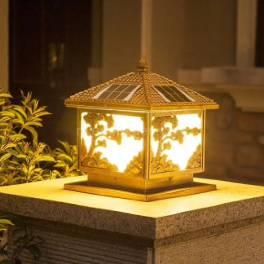 Đèn Trụ Cổng Hình Cây Tùng size 40cm năng lượng mặt trời TC40-CT