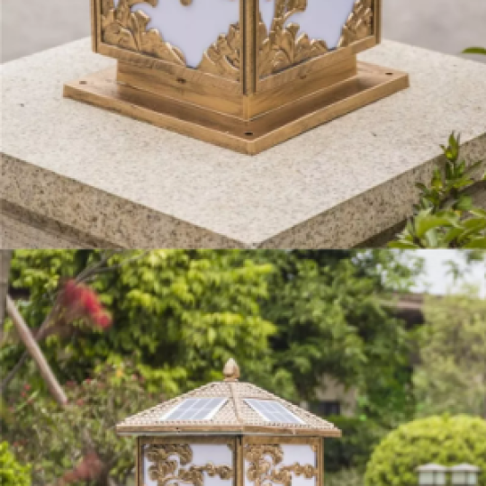  Đèn Trụ Cổng Hình Cây Tùng size 40cm năng lượng mặt trời TC40-CT